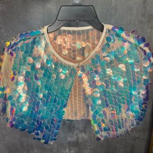 Multicolored Sequins Crop Top: Size S